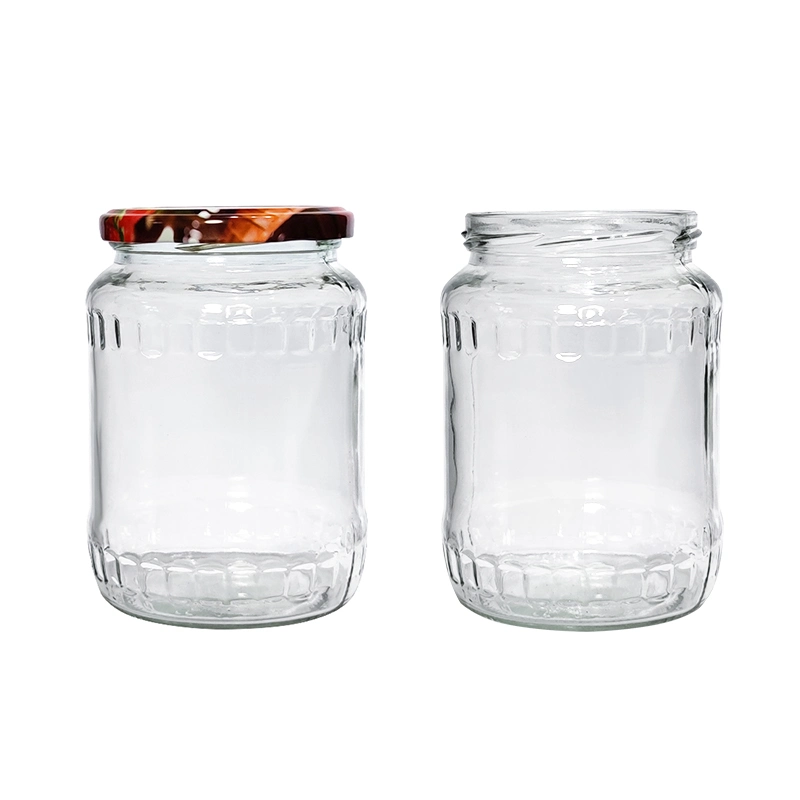 Recycled Wide Mouth 16oz 22oz Canning Pickle Honey Food Storage Glass Jar with Metal Lids