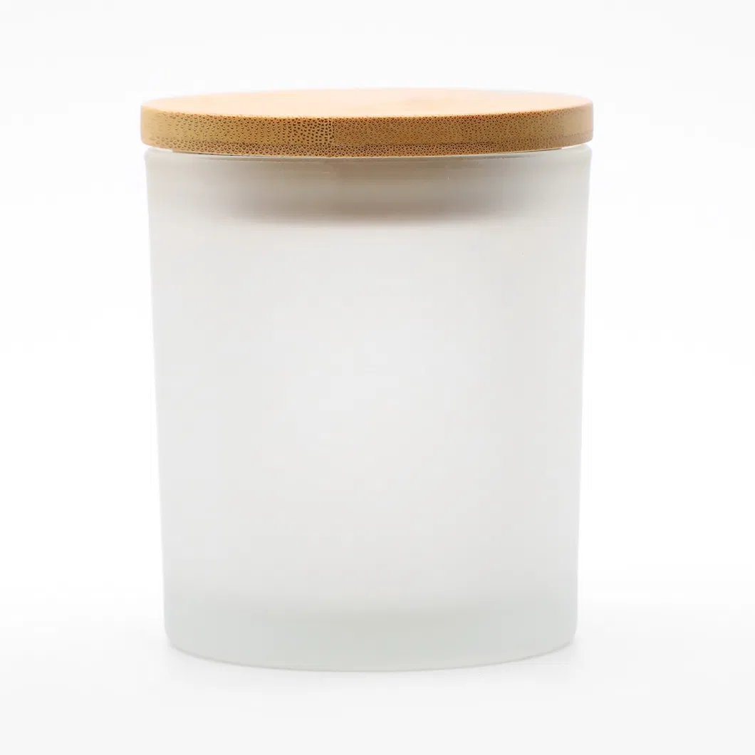 Wholesale 6oz 8oz 315ml Round Glass Candle Cup Glass Candle Bottle Glass Candle Container Glass Canlde Jar with Sealing Bamboo Lid for Candle Making
