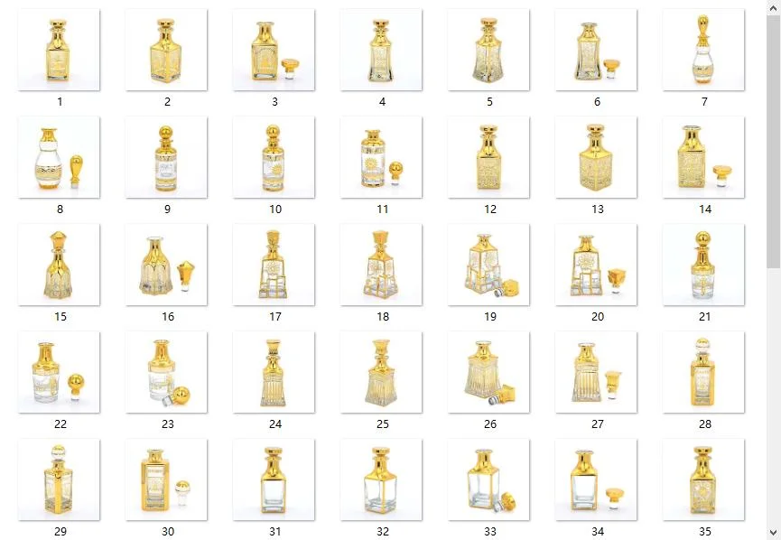 100ml Classic Empty Golden Decorative Display Bottle Perfume Bottle Attar Glass Bottle Decanter with Ball Stopper